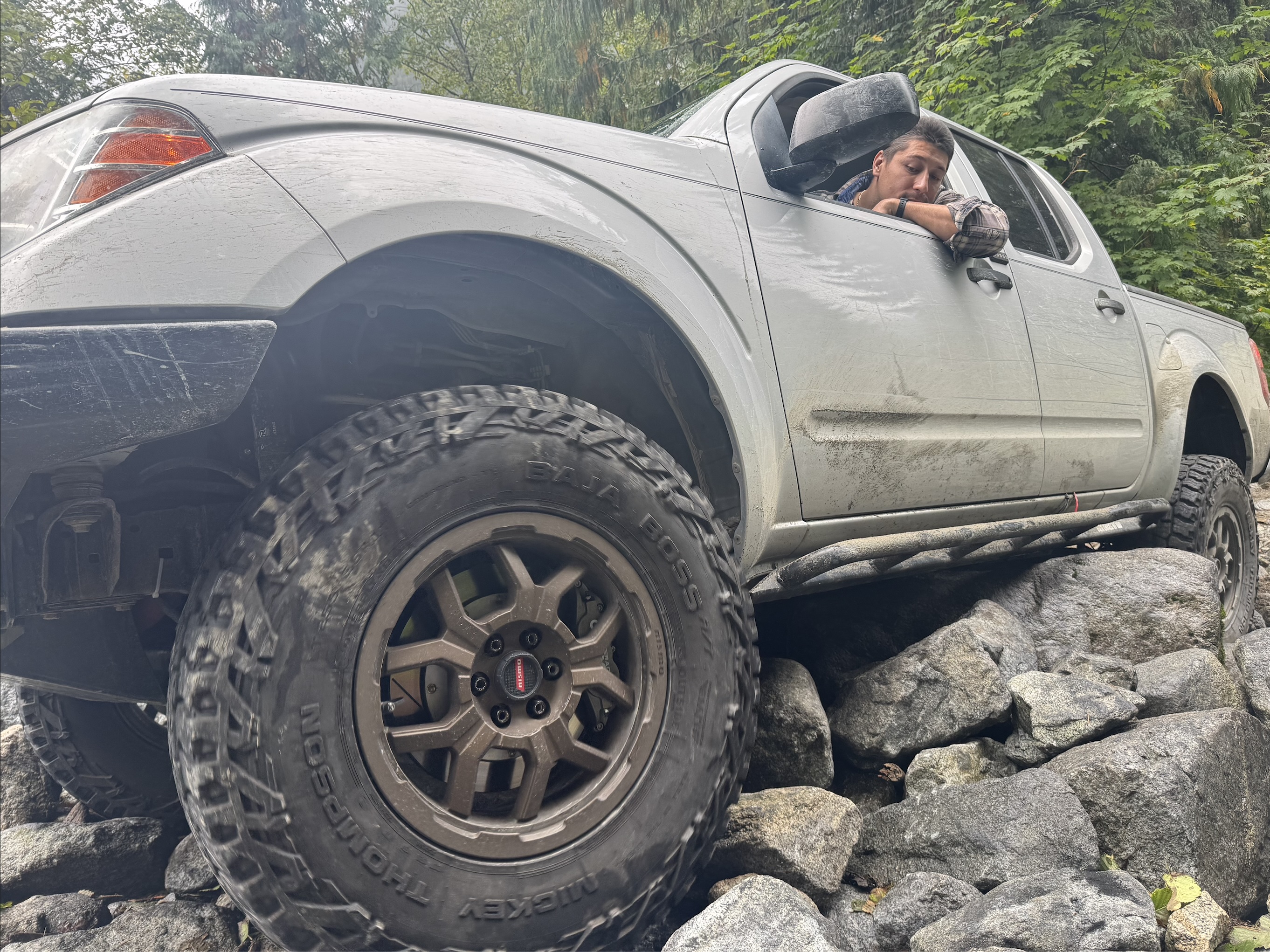 Dog Sweat hardware on trail during rock crawling